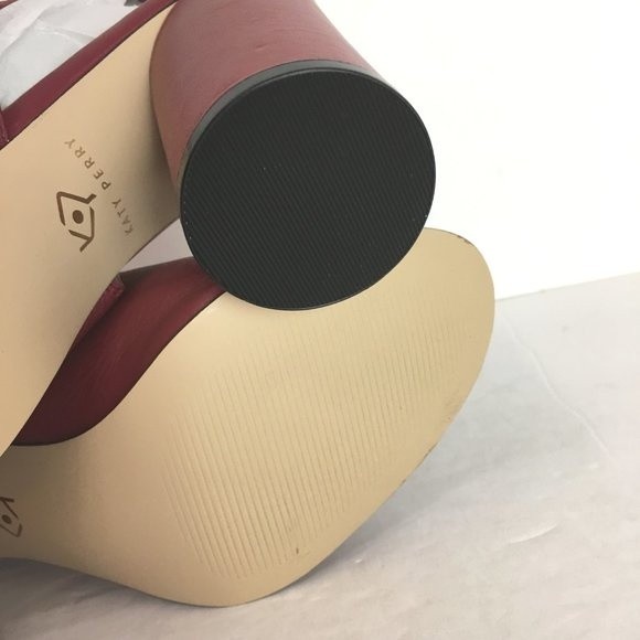 Katy Perry The Jocelyn Mulberry‎ Red Nappa Leather Ruffle Shooties Heels Size 10 - Picture 11 of 16